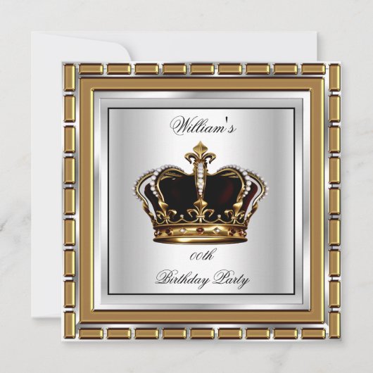 Prince King Royal Crown Gold Silver Birthday Party Kaart (Voorkant)