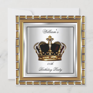 Prince King Royal Crown Gold Silver Birthday Party Kaart