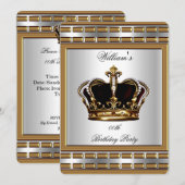Prince King Royal Crown Gold Silver Birthday Party Kaart (Voorkant / Achterkant)