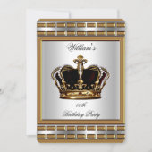 Prince King Royal Crown Gold Silver Birthday Party Kaart (Voorkant)
