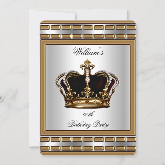 Prince King Royal Crown Gold Silver Birthday Party Kaart (Voorkant)