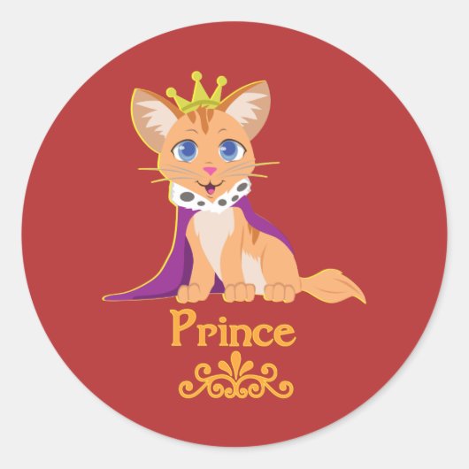 Prince Kitten Ronde Sticker (Voorkant)