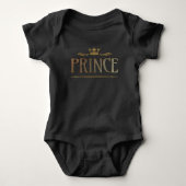 Prince Lettering - Goud Luxe Koninklijke Kroonzoon Romper (Voorkant)