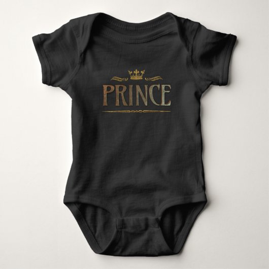 Prince Lettering - Goud Luxe Koninklijke Kroonzoon Romper (Voorkant)