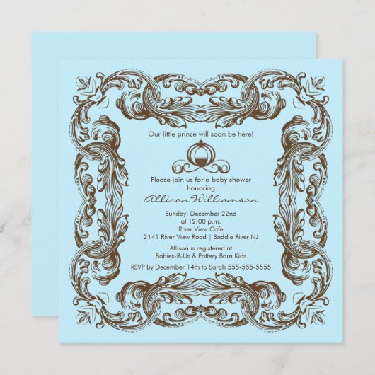 Prince  Lijst Boy Baby shower Uitnodiging (Voorkant / Achterkant)