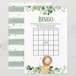 Prince Lion Greenery Baby shower Bingo Games