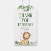 Prince Lion Greenery Floral Dank u Label Cadeaulabel (Voorkant)