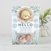 Prince Lion Illustratie Foto Geboorte Aankondiging (Staand voorkant)