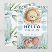 Prince Lion Illustratie Foto Geboorte Aankondiging (Voorkant / Achterkant)