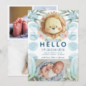 Prince Lion Illustratie Fotocollage Geboorte Aankondiging (Voorkant / Achterkant)