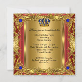 Prince of King Red Gold Royal Blue Crown Birthday Kaart (Achterkant)