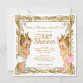 Prince of Princess Gender Reveal Baby shower Kaart (Achterkant)