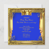 Prince on Way Baby shower Royal Blue Gold Kaart (Achterkant)