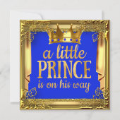 Prince on Way Baby shower Royal Blue Gold Kaart (Voorkant)