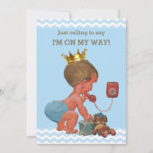 Prince op Telefoon Baby shower Chevrons Blue Kaart (Voorkant)