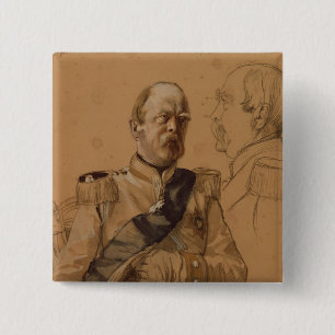 Prince Otto von Bismarck Vierkante Button 5,1 Cm