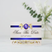 Prince & Princess Blue Save The Date Briefkaart (Staand voorkant)