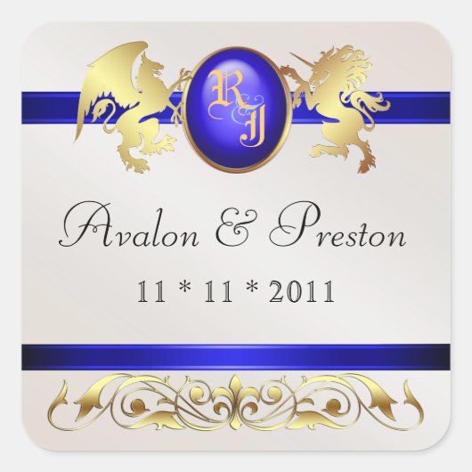 Prince & Princess Blue Save The Date Sticker (Voorkant)