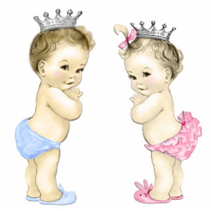 Prince & Princess Boy & Girl Twin Baby shower Staand Fotobeeldje