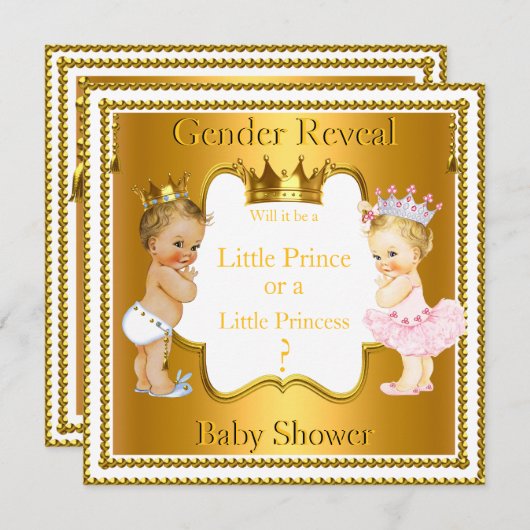 Prince Princess Gender Reopenbaart Baby shower Blo Kaart (Voorkant / Achterkant)