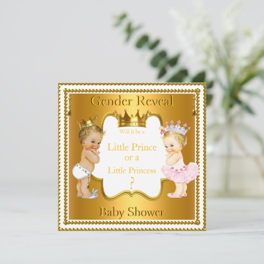 Prince Princess Gender Reopenbaart Baby shower Blo Kaart (Staand voorkant)