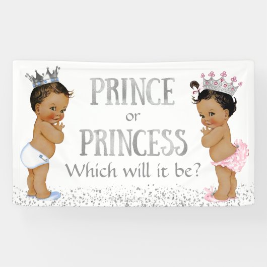 Prince Princess Gender Reveal Baby shower Spandoek (Horizontaal)
