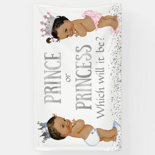 Prince Princess Gender Reveal Baby shower Spandoek (Verticaal)