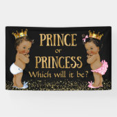 Prince Princess Gender Reveal Baby shower Spandoek (Horizontaal)