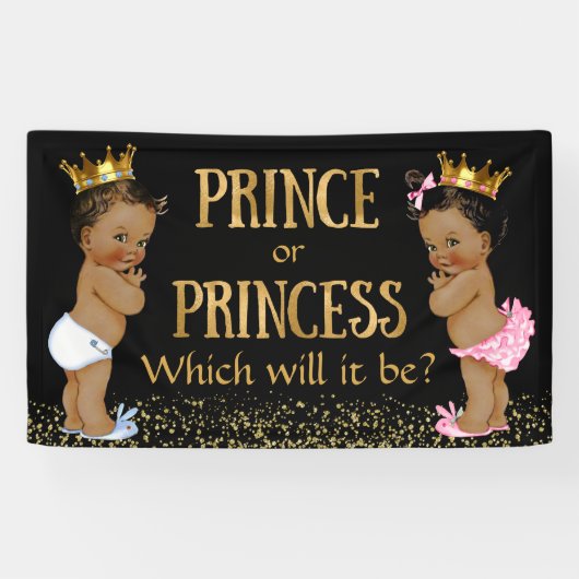 Prince Princess Gender Reveal Baby shower Spandoek (Horizontaal)