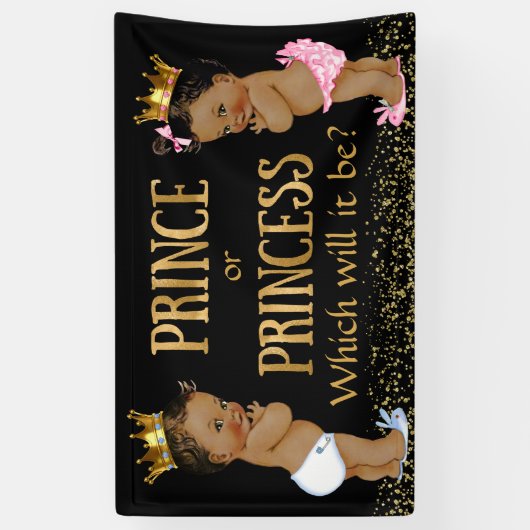 Prince Princess Gender Reveal Baby shower Spandoek (Verticaal)