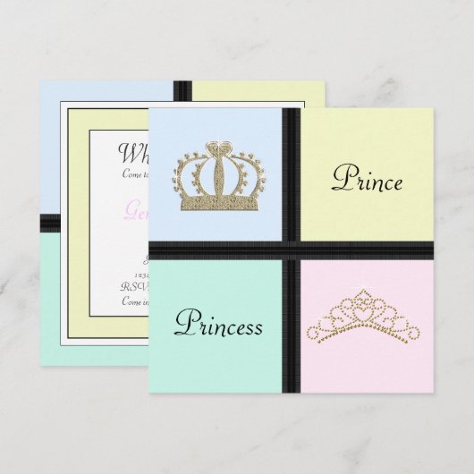 Prince Princess Gender Reveal Shower Kaart (Voorkant / Achterkant)