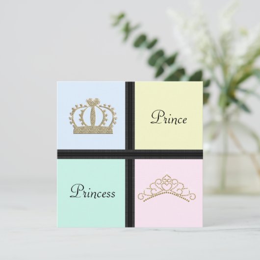 Prince Princess Gender Reveal Shower Kaart (Staand voorkant)