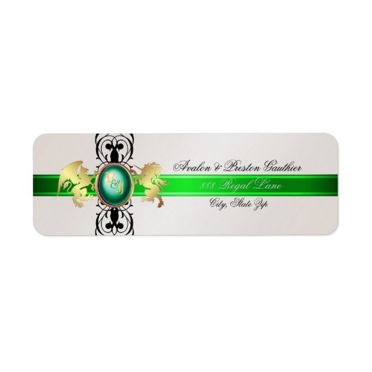 Prince & Princess Green Champange Adresetiketten Etiket (Voorkant)