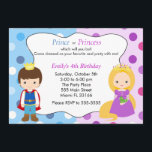 Prince Princess Invitation Kids Birthday Party Kaart<br><div class="desc">Druk je gasten in met deze mooie prinsesprinsesuitnodigkaart. Pas het met uw details voor om het even welke gebeurtenis aan.</div>