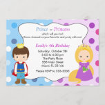 Prince Princess Invitation Kids Birthday Party Kaart<br><div class="desc">Druk je gasten in met deze mooie prinsesprinsesuitnodigkaart. Pas het met uw details voor om het even welke gebeurtenis aan.</div>