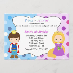 Prince Princess Invitation Kids Birthday Party Kaart