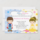 Prince Princess Invitation Kinder Birhday Party Kaart (Voorkant)