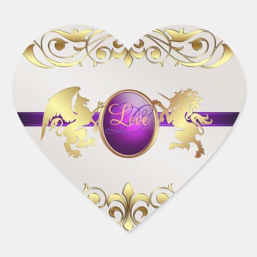 Prince & Princess Paarse Liefde Hart Stickers (Voorkant)