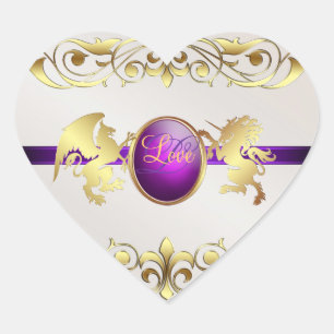 Prince & Princess Paarse Liefde Hart Stickers