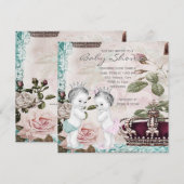 Prince & Princess Twin Baby shower Kaart (Voorkant / Achterkant)