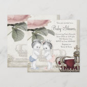 Prince & Princess Twin Baby shower Kaart (Voorkant / Achterkant)