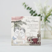 Prince & Princess Twin Baby shower Kaart (Staand voorkant)