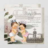 Prince & Princess Twin Baby shower Kaart (Voorkant / Achterkant)