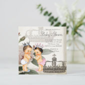 Prince & Princess Twin Baby shower Kaart (Staand voorkant)