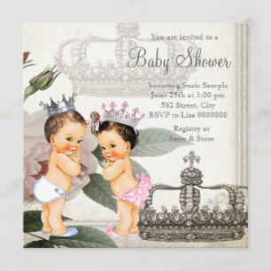 Prince & Princess Twin Baby shower Kaart