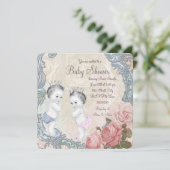 Prince & Princess Twin Baby shower Kaart (Staand voorkant)