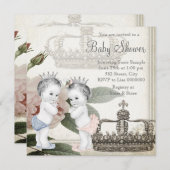 Prince & Princess Twin Baby shower Kaart (Voorkant / Achterkant)