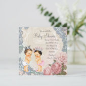 Prince & Princess Twin Baby shower Kaart (Staand voorkant)