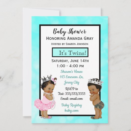 Prince & Princess Twins Baby shower Kaart (Voorkant)