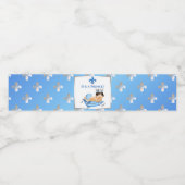 Prince Royal Baby Blue & Silver Fleur Crown Pillow Waterfles Etiket (Enkel label)